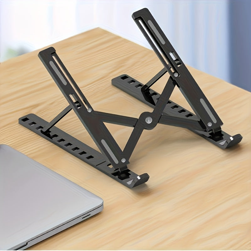 Adjustable Height & Angle Laptop Stand with 10-Level Positioning, Ergonomic Portable Foldable Desktop Stand for Improved Posture & Airflow, Compatible with Most Laptops, Vertical Laptop Stand, Sturdy Construction