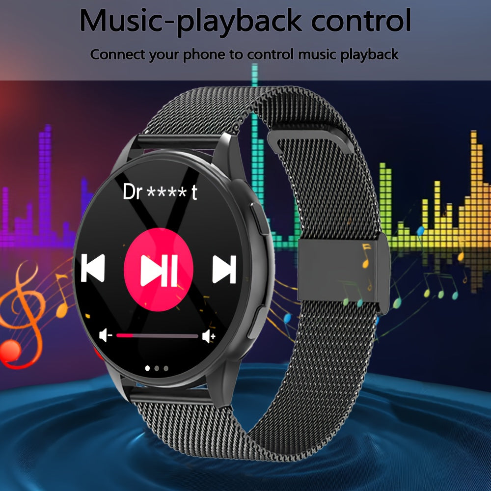 ERUN Smart Watch 5143.5 - 3.81cm Round Screen, Multi-Dial Selection, Sports Mode, Call/Message Reminders, Weather Sync, Business & Casual Style, Rechargeable Battery, Perfect Gift for Men & Women, Christmas & Birthday, Smart