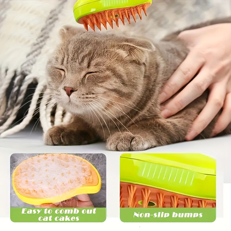3-in-1 Rechargeable Cat Grooming Brush with Static Protection Technology - USB-Powered Pet Hair Remover, Massager & Cleaner, Ergonomic Design for Effective Fur Removal & Cat Care, Cat Brush for Shedding And Grooming, Handheld
