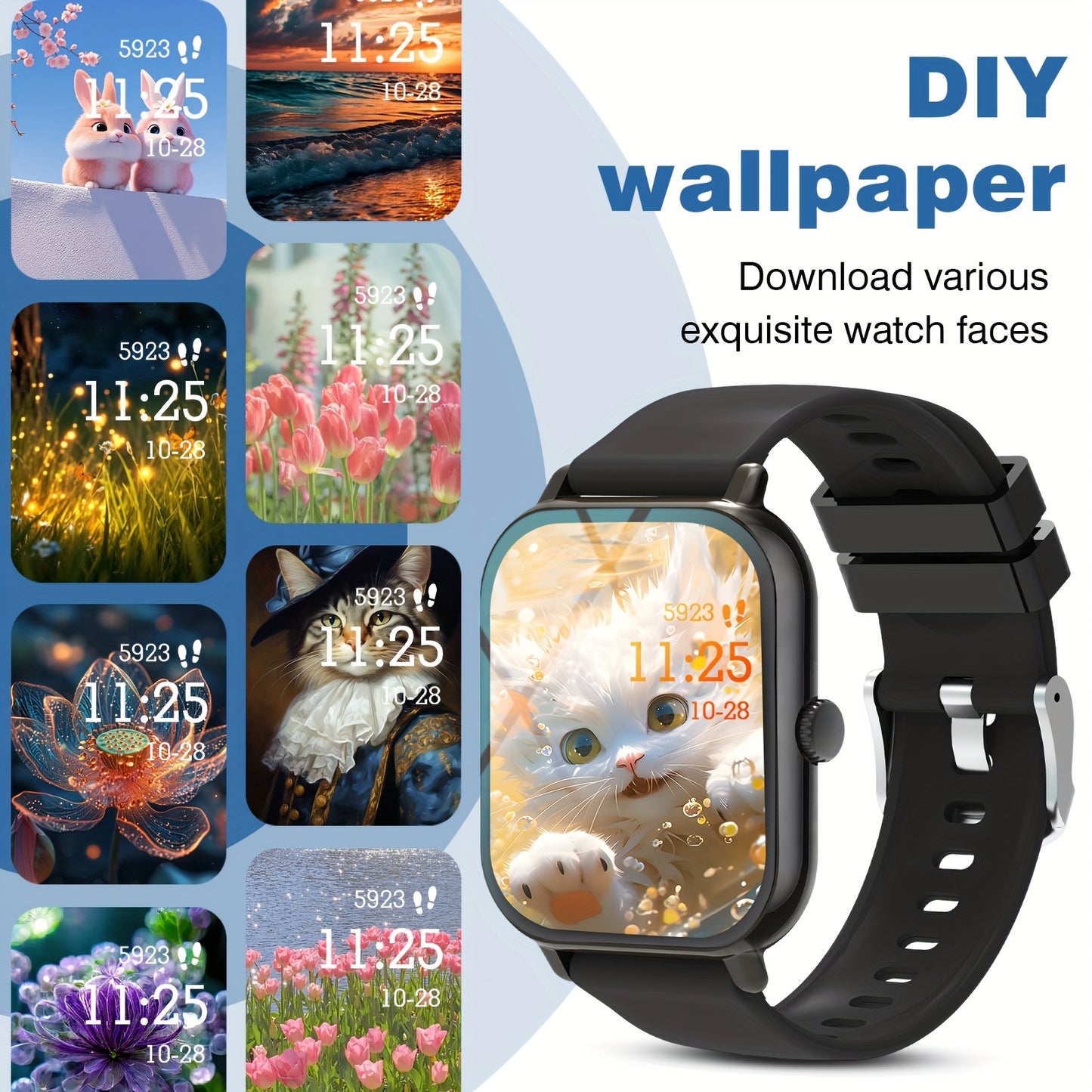 2025 Latest Smart Watch, Unisex Wireless Calling/Receiving, Multiple Sports Modes, Fitness Tracking, Camera Control, Message Notifications, Suitable for iPhone and Android, Great Gift for Family and Friends, Birthday Holiday