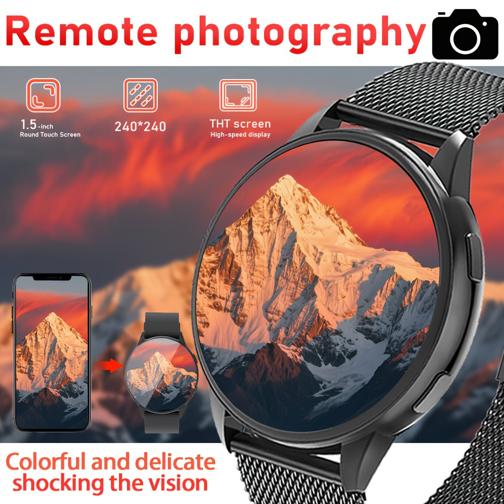 ERUN Smart Watch 5143.5 - 3.81cm Round Screen, Multi-Dial Selection, Sports Mode, Call/Message Reminders, Weather Sync, Business & Casual Style, Rechargeable Battery, Perfect Gift for Men & Women, Christmas & Birthday, Smart