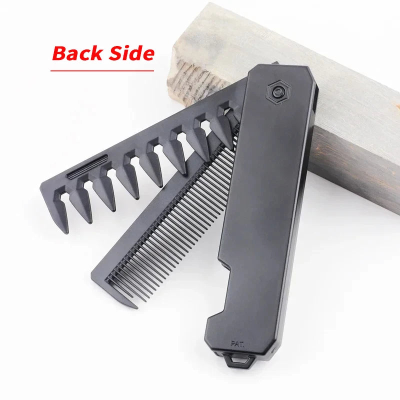 New 2 in 1 Pocket Folding Combs Plastic Wide Tooth Oil Head Comb Beard Combing Barber Hair Clipper Comb Salon Hair Styling Tools