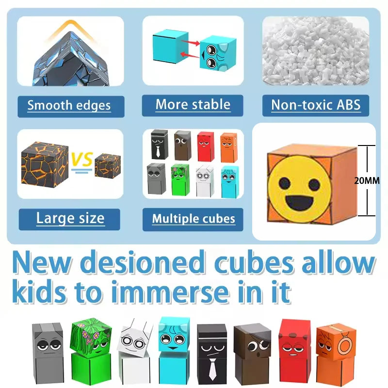 Magnetic Building Block Sprunki Magnet Cube Mine World Set for Boy Girl Kid Age 3+ DIY Model Children STEM Sensory MusicToy Gift