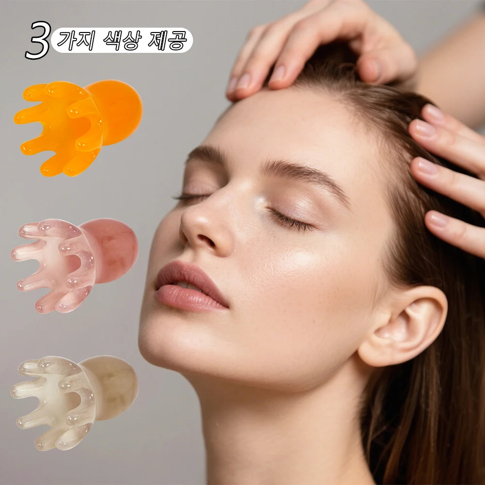 Cute Octopus Scalp Massage Comb (Resin)|Korean Hair Care, Stress Relief, Anti-Hair Loss, Portable Head Massager for Home & Trave