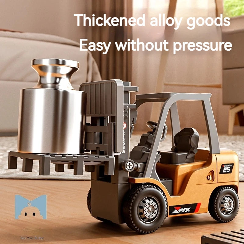 Hot Mini Alloy Forklift Rc Toy 1:64 Scale Bluetooth Remote Control Desktop Engineering Vehicle Model Car Gift For Ages 14+ Toy