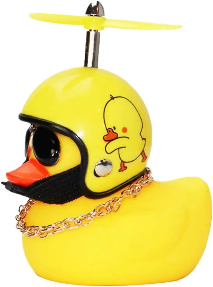 Car Duck Ornaments Yellow Rubber Duck Car Dashboard Decorations with Propeller Helmet