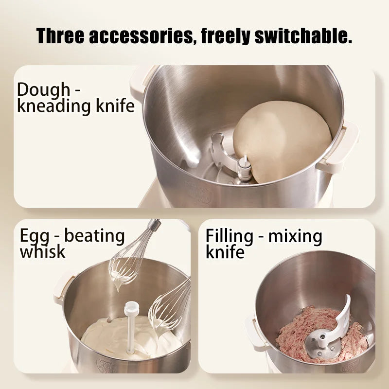 SUNATUR 5L/7 DC dough mixer 250W auto electric Household stand mixer Egg White Whipper with Fermenter and timed kitchen blender