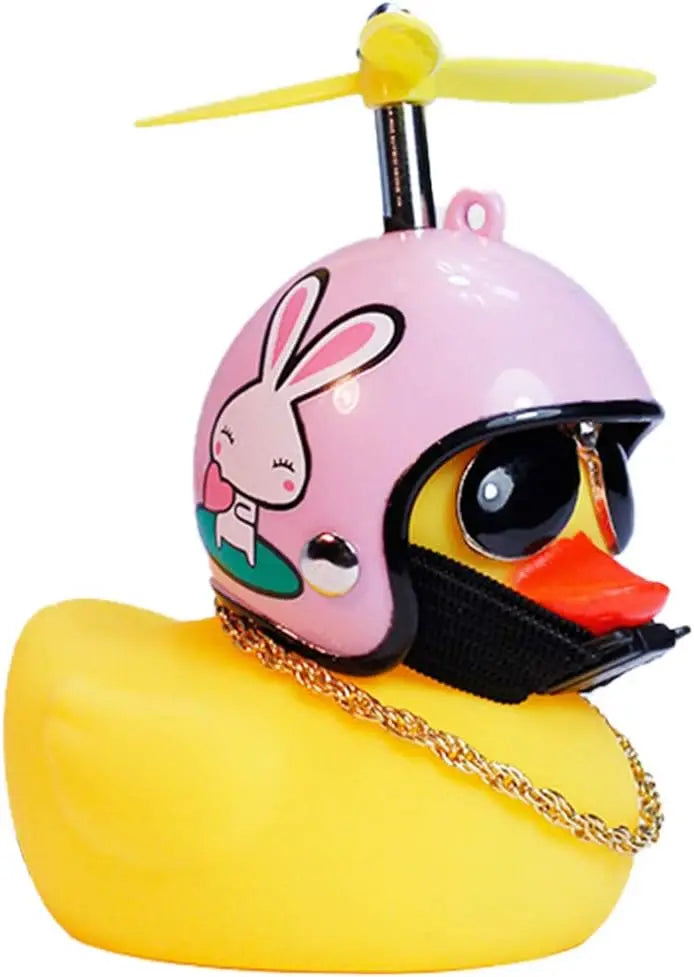 Car Duck Ornaments Yellow Rubber Duck Car Dashboard Decorations with Propeller Helmet