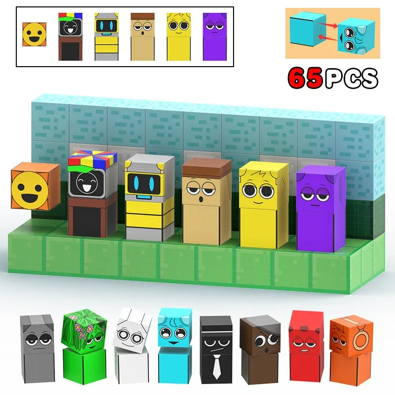 Magnetic Building Block Sprunki Magnet Cube Mine World Set for Boy Girl Kid Age 3+ DIY Model Children STEM Sensory MusicToy Gift