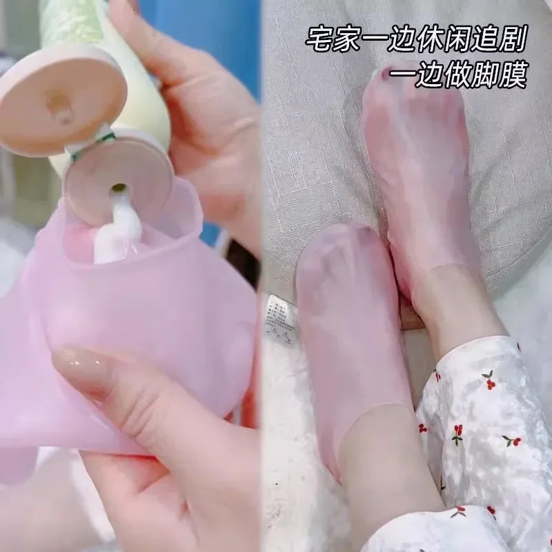 1Pair Silicone Foot Care Socks Anti Cracking Moisturizing Gel Elastic Socks DIY Foot Mask Cracked Dead Skin Remove Pedicure Tool