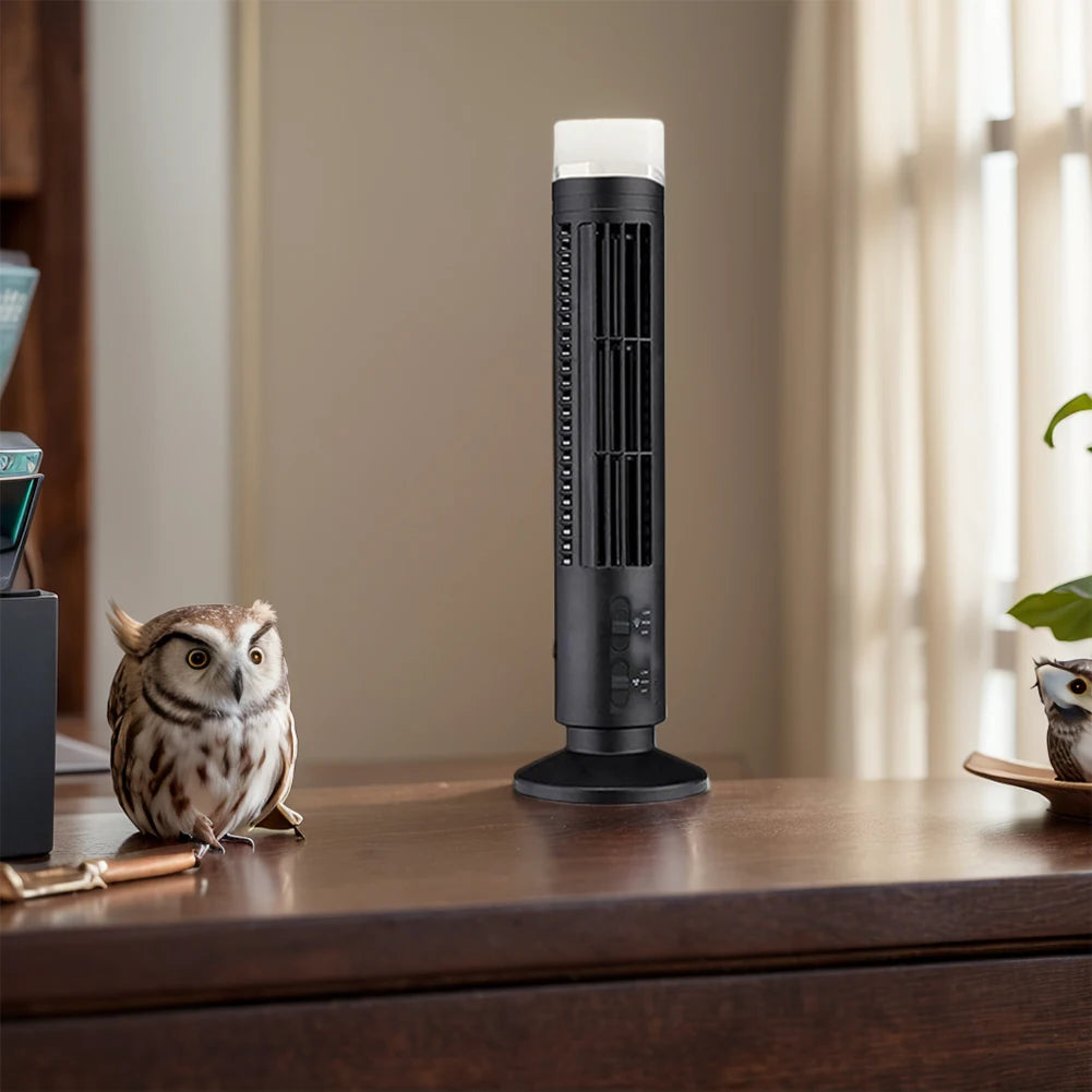 Bladeless Desktop Tower Fan Portable Electric Fan Air Cooler 2 Wind Speed Cooling Air Conditioner Standing Fan for Home Office