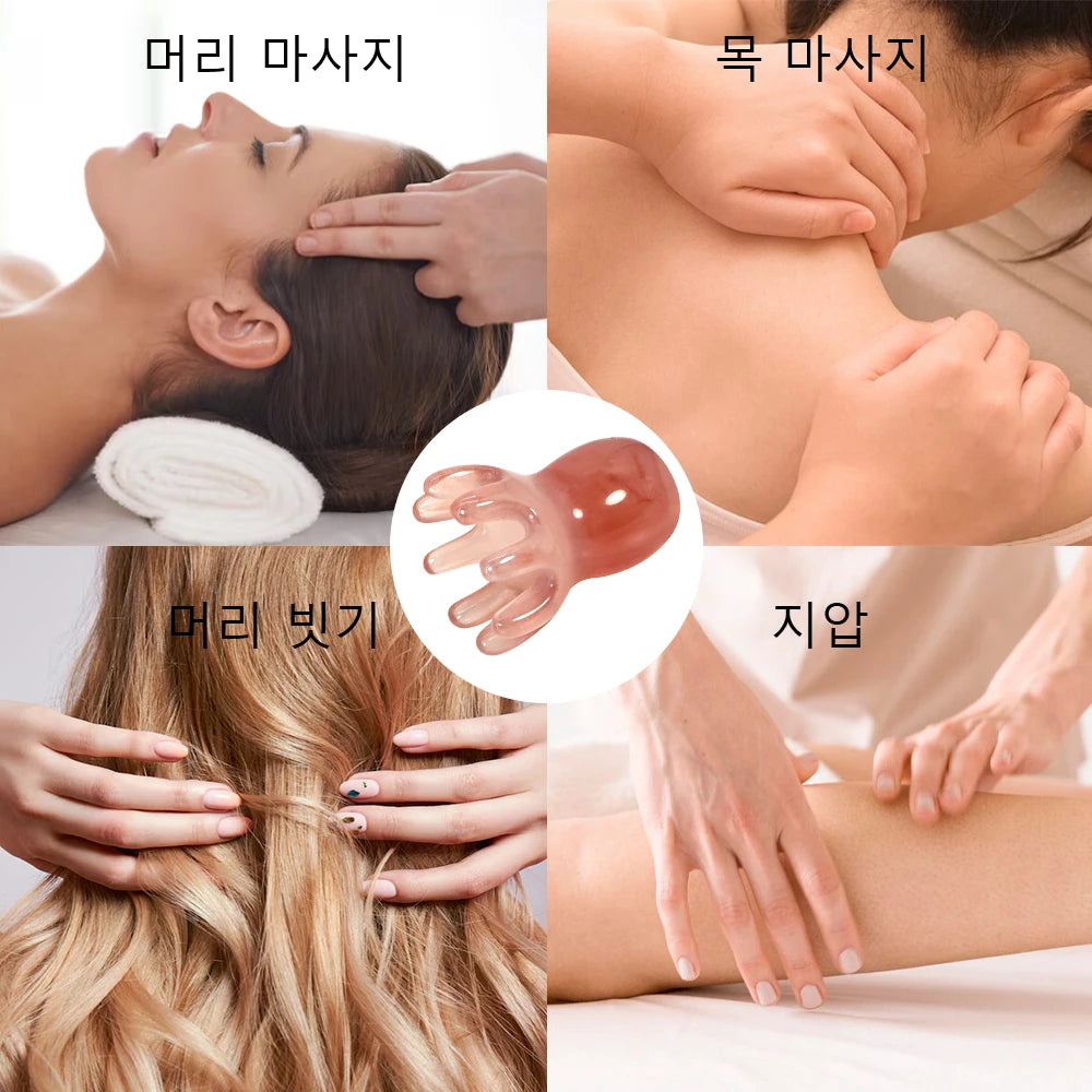 Cute Octopus Scalp Massage Comb (Resin)|Korean Hair Care, Stress Relief, Anti-Hair Loss, Portable Head Massager for Home & Trave