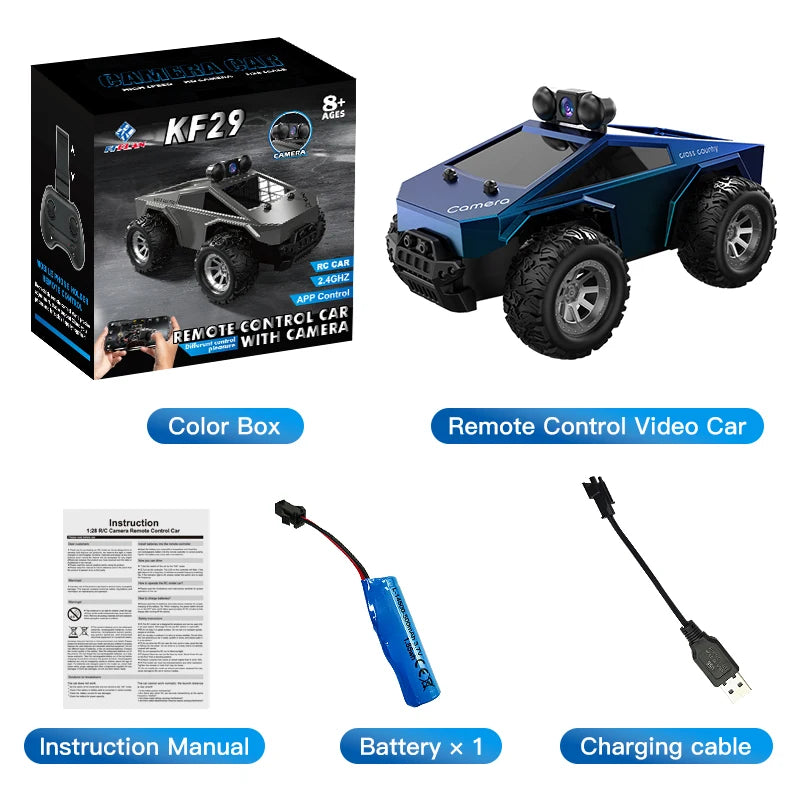 KF29 with Camera WIFI Image Transmission High-speed Car 1:28 Off-road Big Foot Car Remote Control Model Toy Birthday Gift