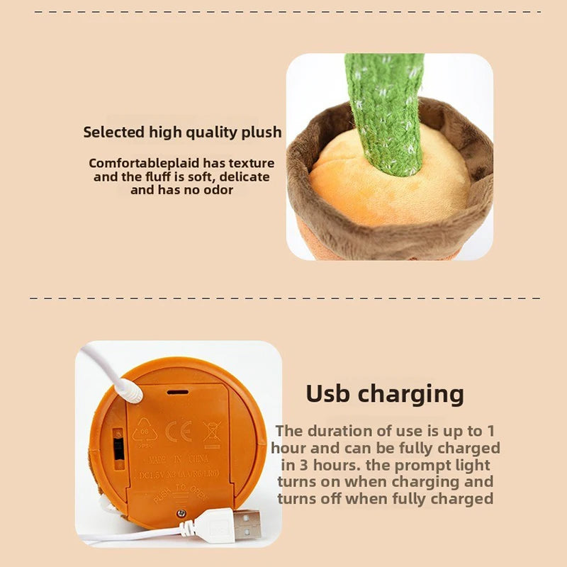 Interactive Dancing Cactus Funny Rechargeable Electric Cactus Sing And Repeat Imitation Learning To Talk Dancing Cactus Gifts