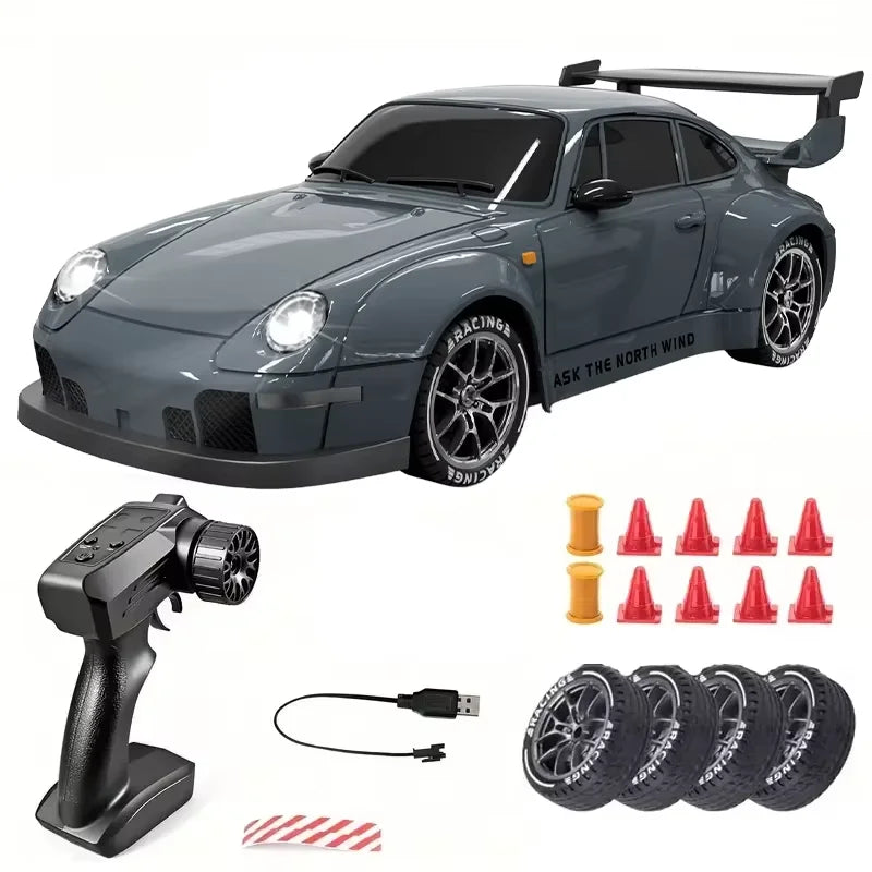 RC Drift Car 1:24 Remote Control Car 20KM/H 4WD High Speed RC Cars 2.4GHz with LED Lights Extra Drifting Tires Vehicle for Adult