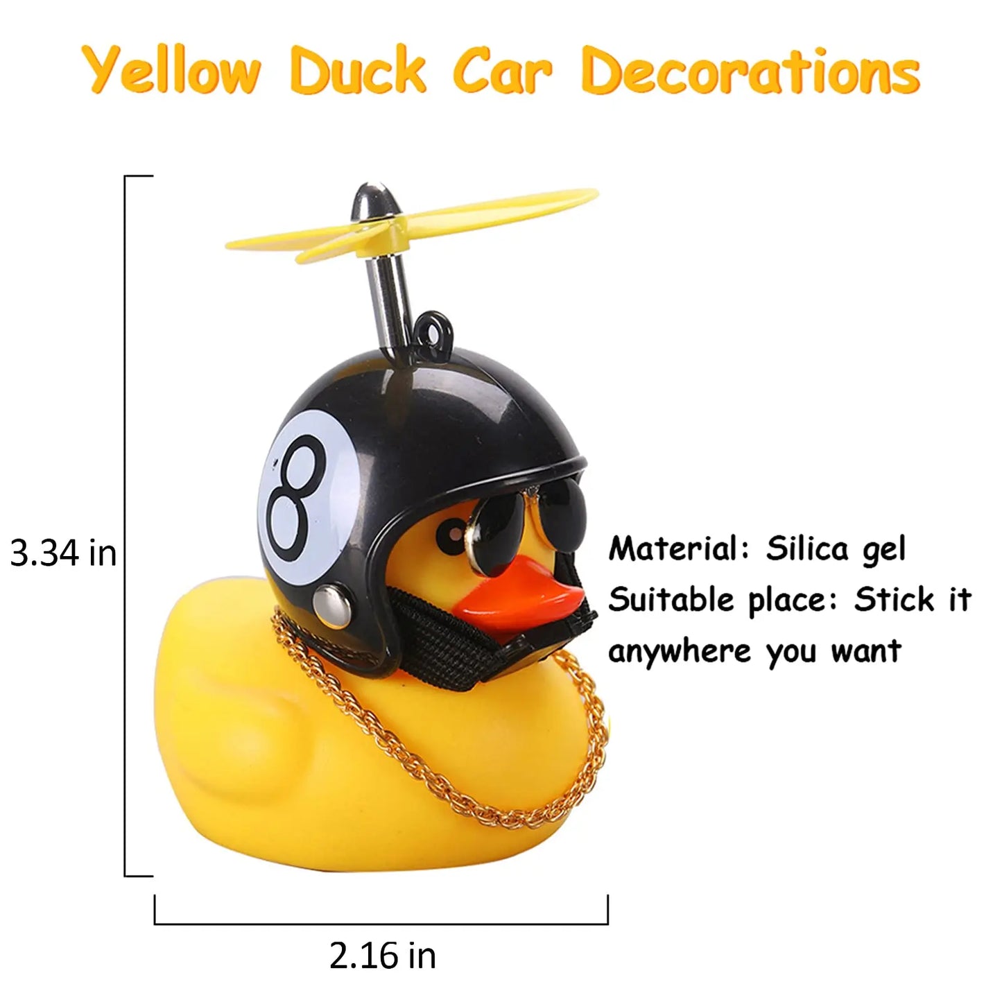 Car Duck Ornaments Yellow Rubber Duck Car Dashboard Decorations with Propeller Helmet