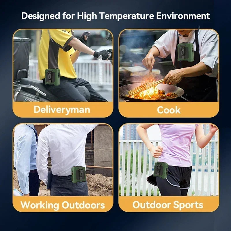 Portable Waist Fan 10000mAh with Power Bank LED Lighting Hanging Neck Fan 5 Speed Strong Airflow Cooling Fan for Outdoor Working