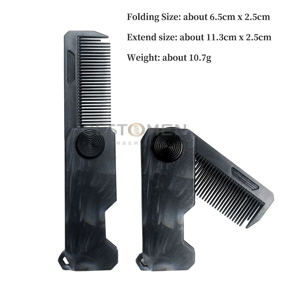 New 2 in 1 Pocket Folding Combs Plastic Wide Tooth Oil Head Comb Beard Combing Barber Hair Clipper Comb Salon Hair Styling Tools