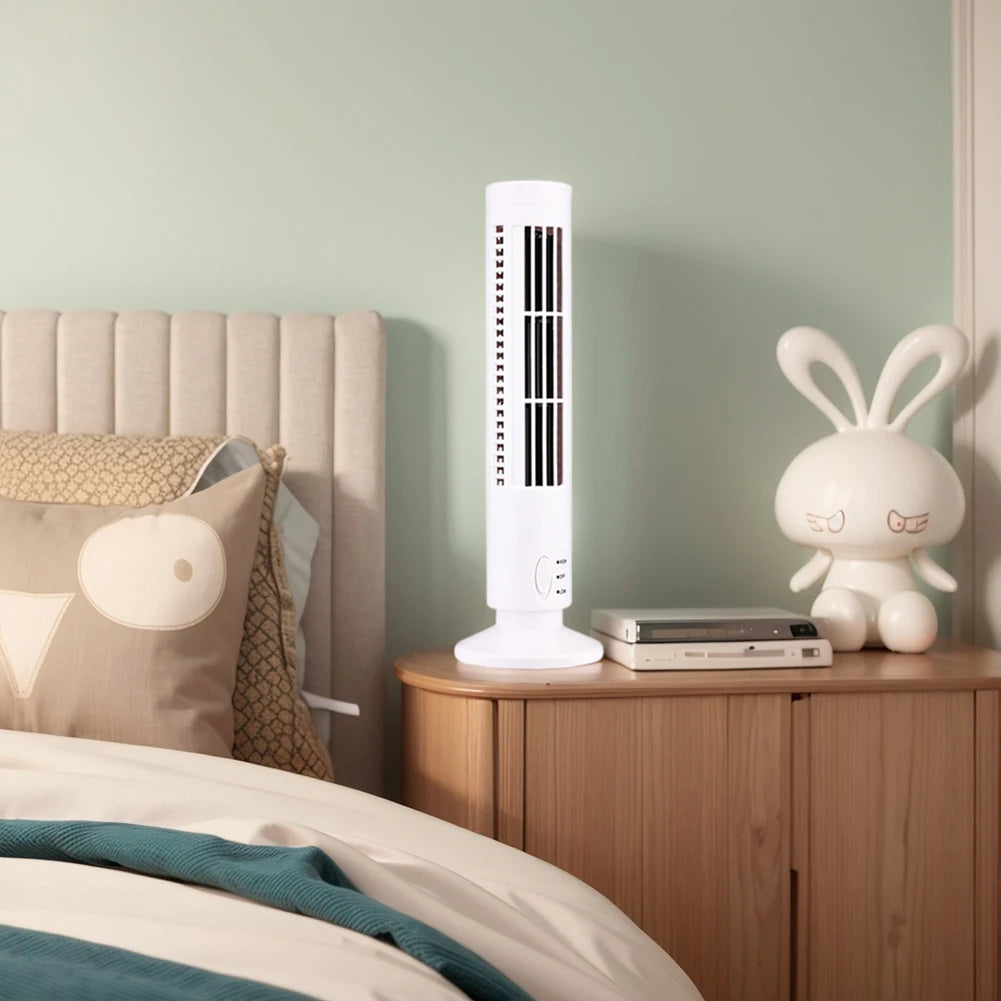 Bladeless Desktop Tower Fan Portable Electric Fan Air Cooler 2 Wind Speed Cooling Air Conditioner Standing Fan for Home Office