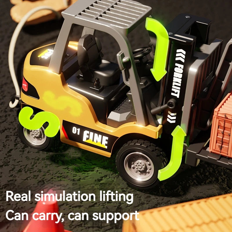 Hot Mini Alloy Forklift Rc Toy 1:64 Scale Bluetooth Remote Control Desktop Engineering Vehicle Model Car Gift For Ages 14+ Toy