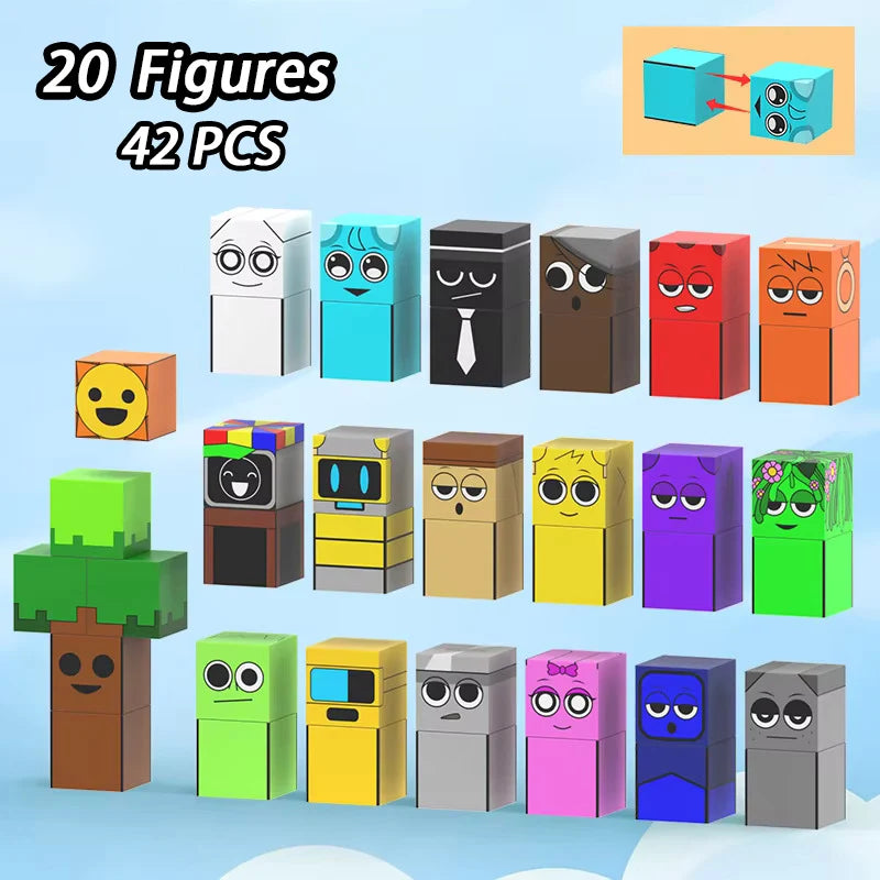 Magnetic Building Block Sprunki Magnet Cube Mine World Set for Boy Girl Kid Age 3+ DIY Model Children STEM Sensory MusicToy Gift