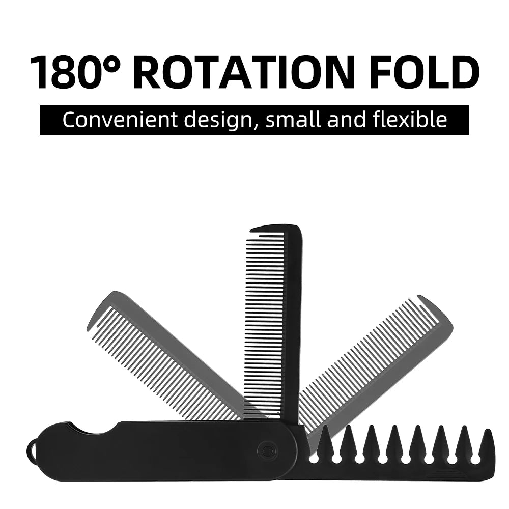 Barber Hair Clipper Folding Combs Multifuncional Plastic Wide Tooth Oil Head Comb Beard Combing Two In One Styling Tools