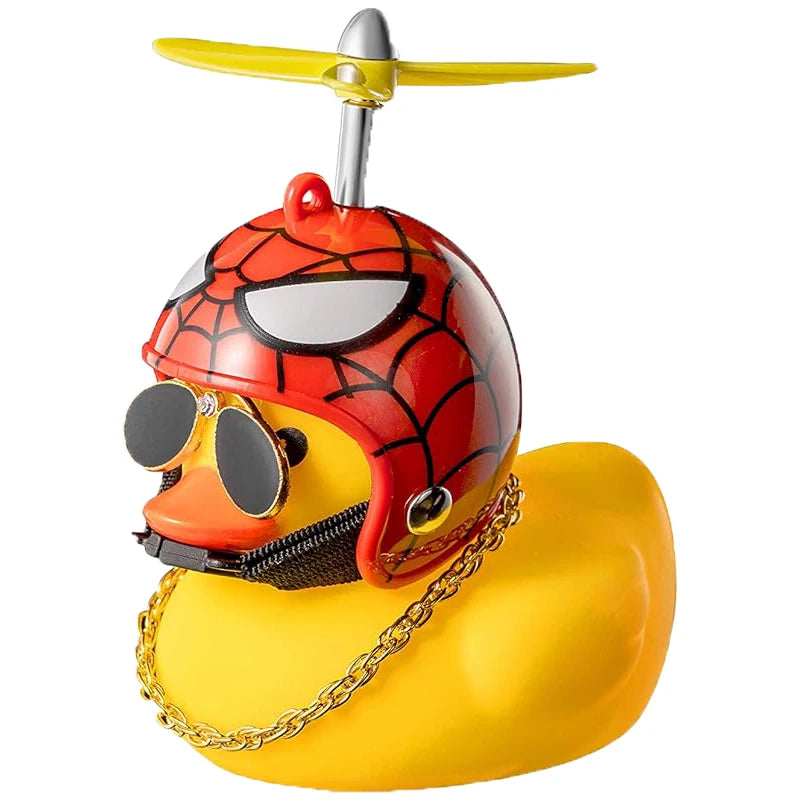 Car Duck Ornaments Yellow Rubber Duck Car Dashboard Decorations with Propeller Helmet