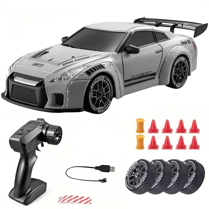 RC Drift Car 1:24 Remote Control Car 20KM/H 4WD High Speed RC Cars 2.4GHz with LED Lights Extra Drifting Tires Vehicle for Adult
