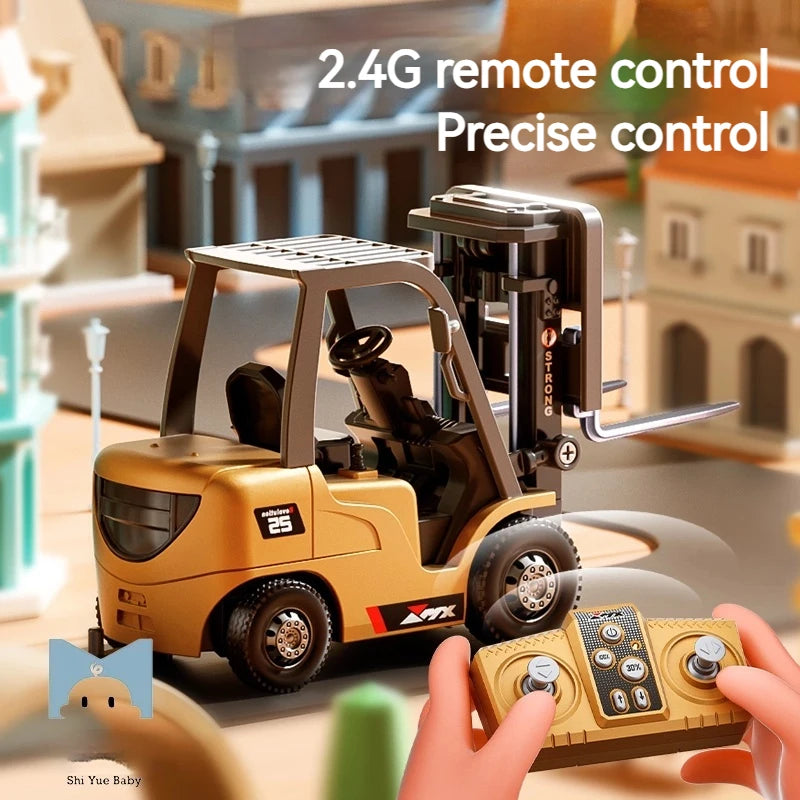 Hot Mini Alloy Forklift Rc Toy 1:64 Scale Bluetooth Remote Control Desktop Engineering Vehicle Model Car Gift For Ages 14+ Toy