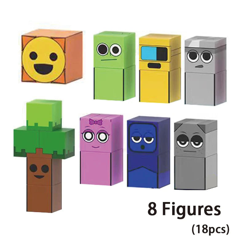 Magnetic Building Block Sprunki Magnet Cube Mine World Set for Boy Girl Kid Age 3+ DIY Model Children STEM Sensory MusicToy Gift