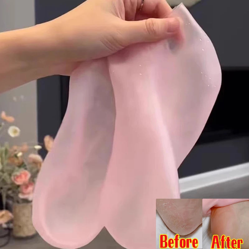 1Pair Silicone Foot Care Socks Anti Cracking Moisturizing Gel Elastic Socks DIY Foot Mask Cracked Dead Skin Remove Pedicure Tool