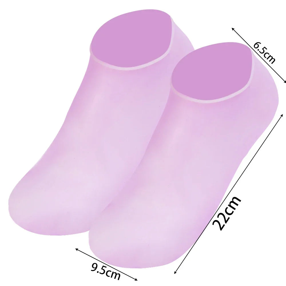 1Pair Silicone Foot Care Socks Anti Cracking Moisturizing Gel Elastic Socks DIY Foot Mask Cracked Dead Skin Remove Pedicure Tool