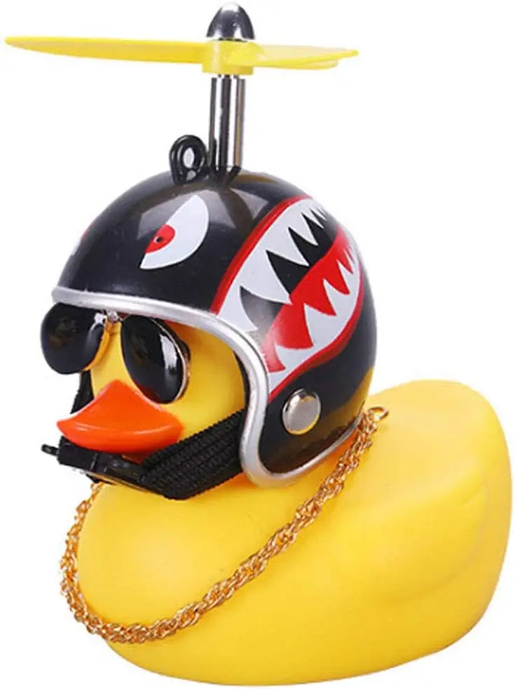 Car Duck Ornaments Yellow Rubber Duck Car Dashboard Decorations with Propeller Helmet