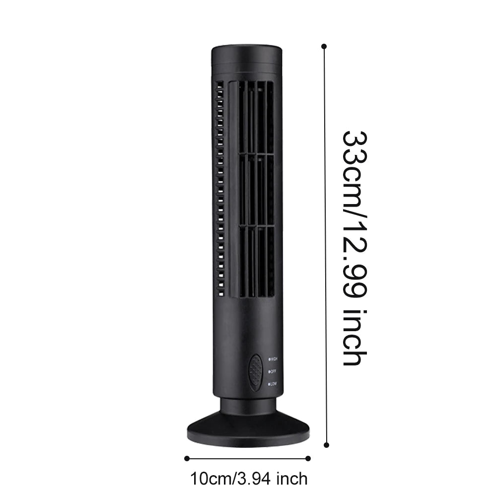 Bladeless Desktop Tower Fan Portable Electric Fan Air Cooler 2 Wind Speed Cooling Air Conditioner Standing Fan for Home Office