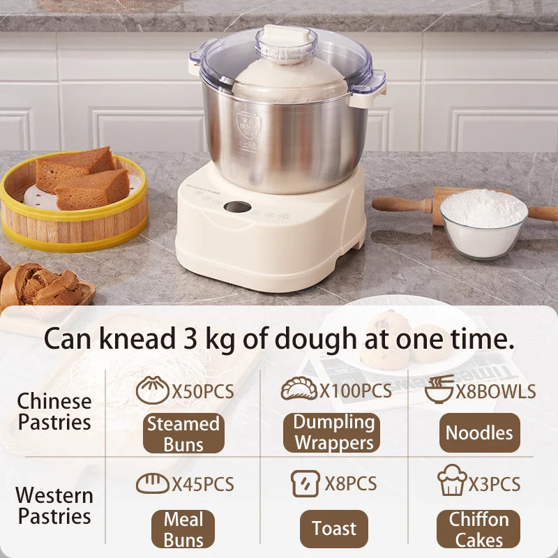 SUNATUR 5L/7 DC dough mixer 250W auto electric Household stand mixer Egg White Whipper with Fermenter and timed kitchen blender