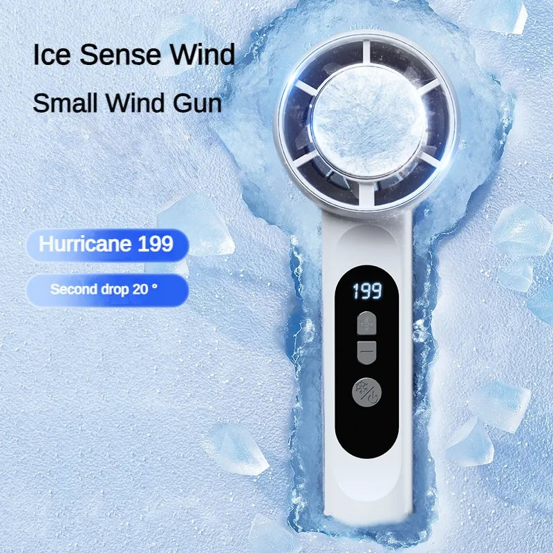 Handheld Portable Fan 199-Speed Desktop Fan USB Rechargeable Cooling Refrigeration Fan LED Display For Home Office Travel 