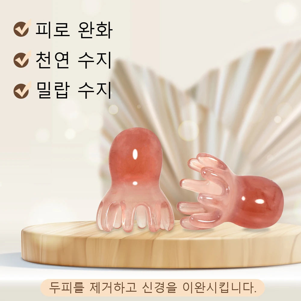 Cute Octopus Scalp Massage Comb (Resin)|Korean Hair Care, Stress Relief, Anti-Hair Loss, Portable Head Massager for Home & Trave