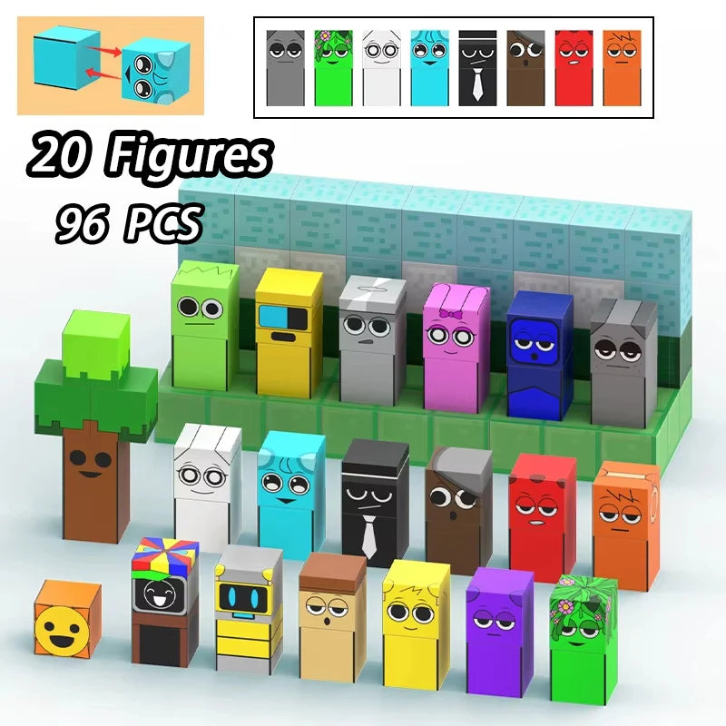 Magnetic Building Block Sprunki Magnet Cube Mine World Set for Boy Girl Kid Age 3+ DIY Model Children STEM Sensory MusicToy Gift