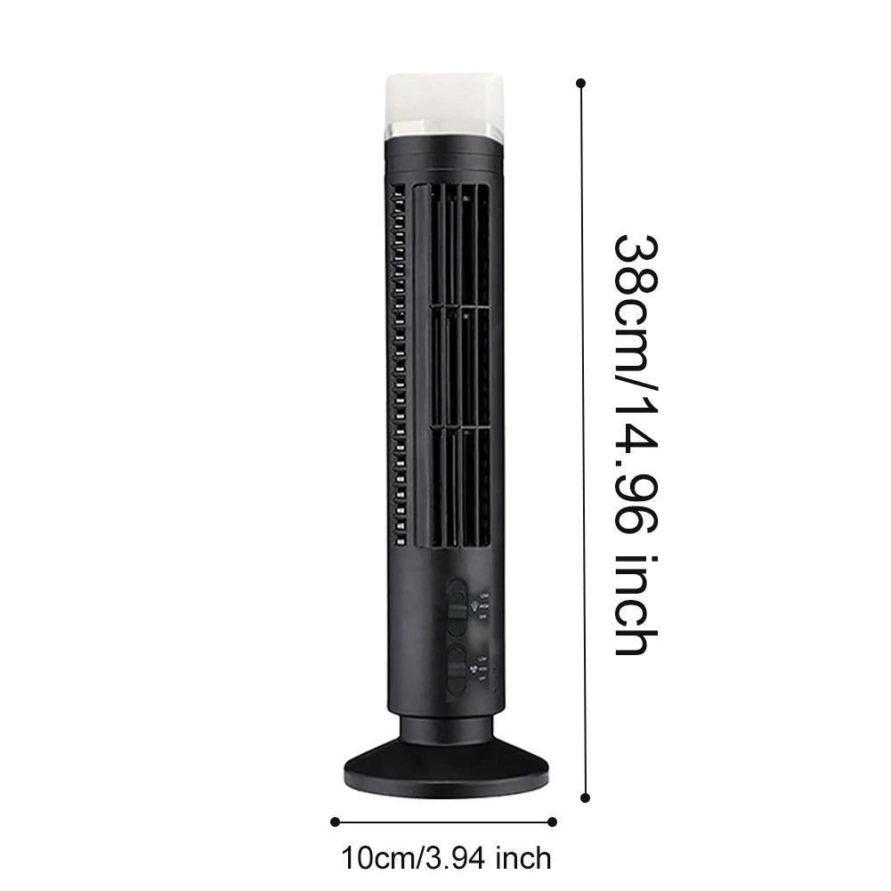 Bladeless Desktop Tower Fan Portable Electric Fan Air Cooler 2 Wind Speed Cooling Air Conditioner Standing Fan for Home Office