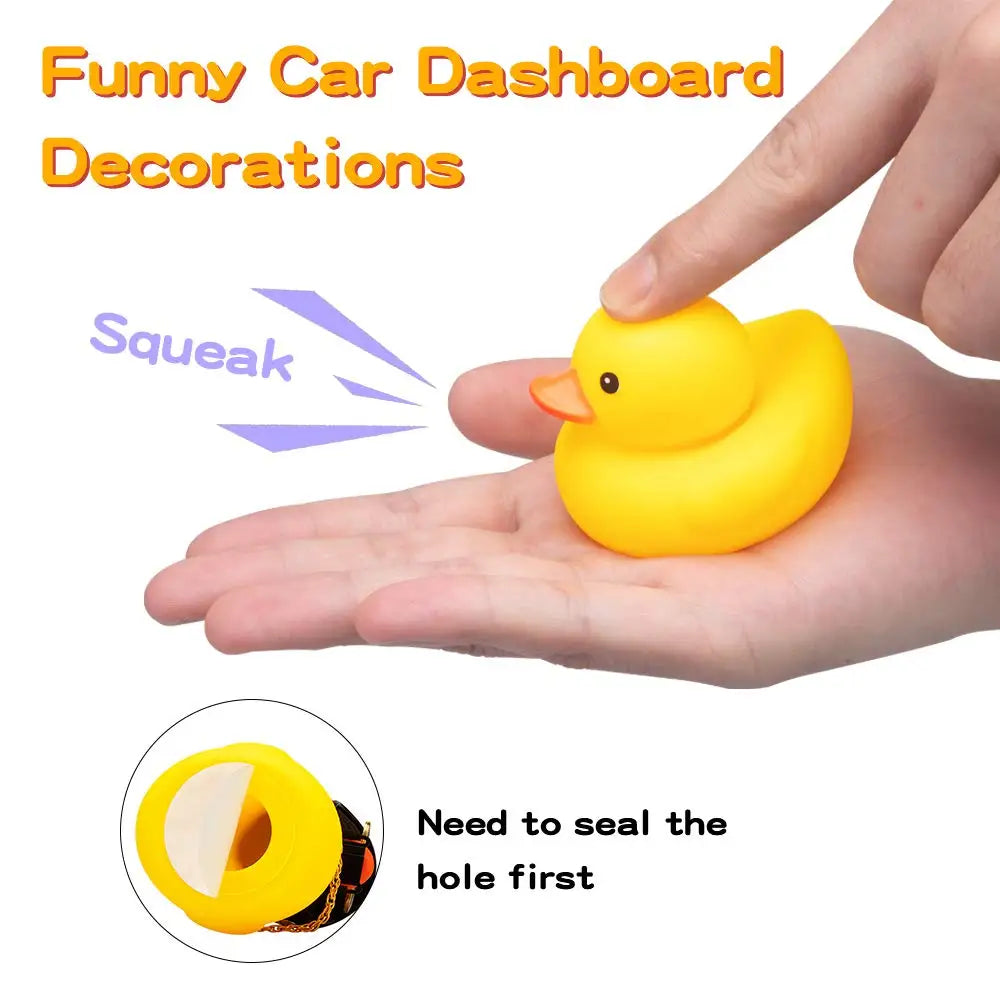 Car Duck Ornaments Yellow Rubber Duck Car Dashboard Decorations with Propeller Helmet