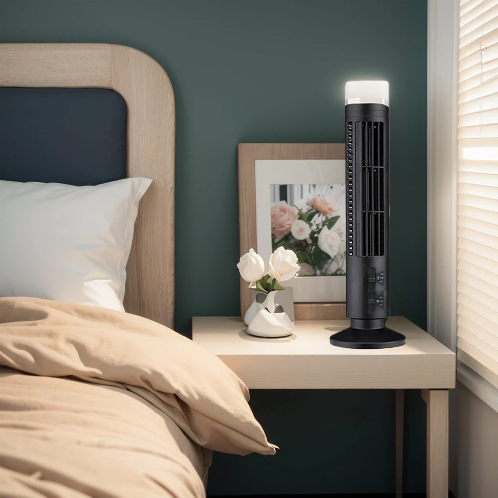 Bladeless Desktop Tower Fan Portable Electric Fan Air Cooler 2 Wind Speed Cooling Air Conditioner Standing Fan for Home Office