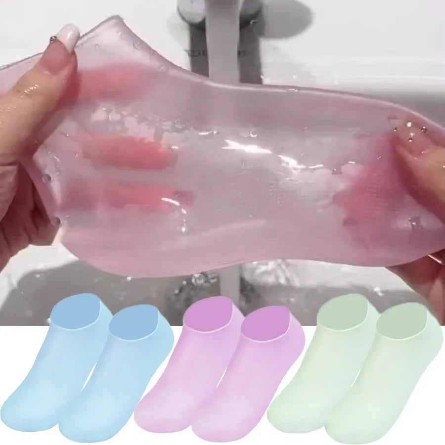 1Pair Silicone Foot Care Socks Anti Cracking Moisturizing Gel Elastic Socks DIY Foot Mask Cracked Dead Skin Remove Pedicure Tool