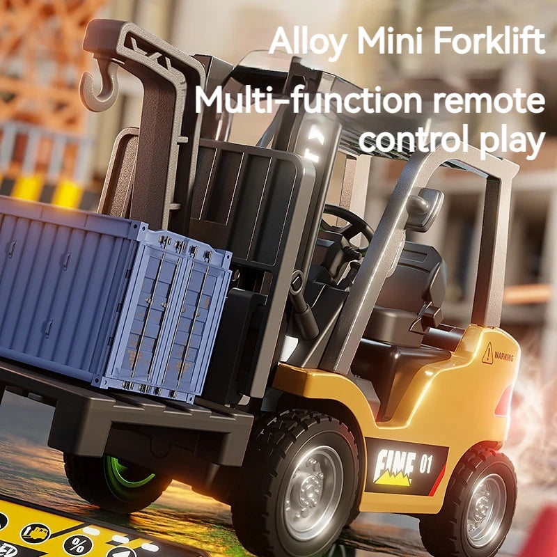 Hot Mini Alloy Forklift Rc Toy 1:64 Scale Bluetooth Remote Control Desktop Engineering Vehicle Model Car Gift For Ages 14+ Toy