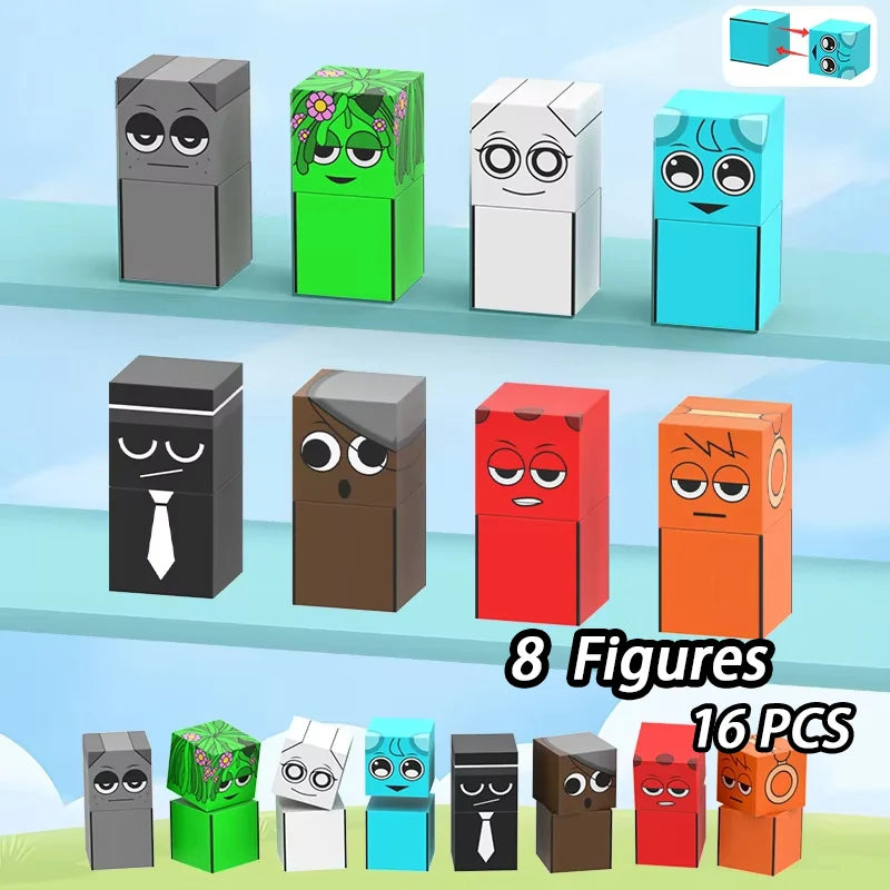 Magnetic Building Block Sprunki Magnet Cube Mine World Set for Boy Girl Kid Age 3+ DIY Model Children STEM Sensory MusicToy Gift