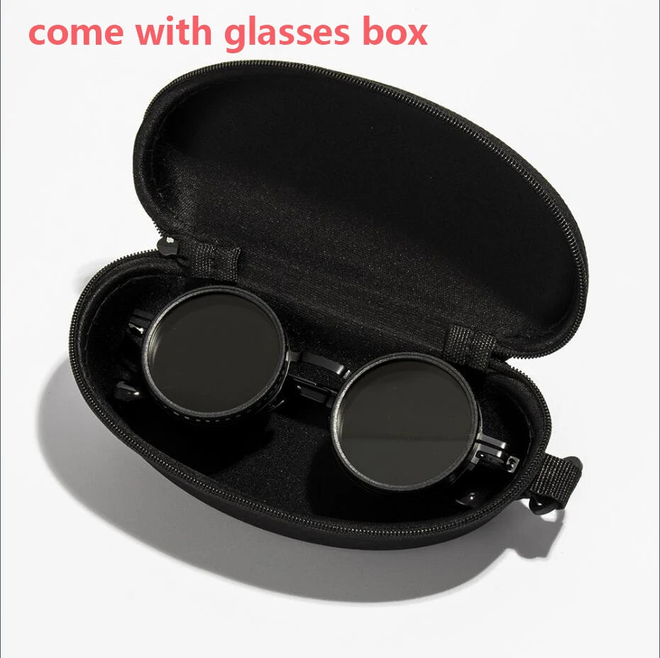 Polarized Round Sunglasses ND9 Adjustable Dimming Sun Glasses Men Women Retro Punk Men's Fishing Eyeglasses Outdoor Shades UV400