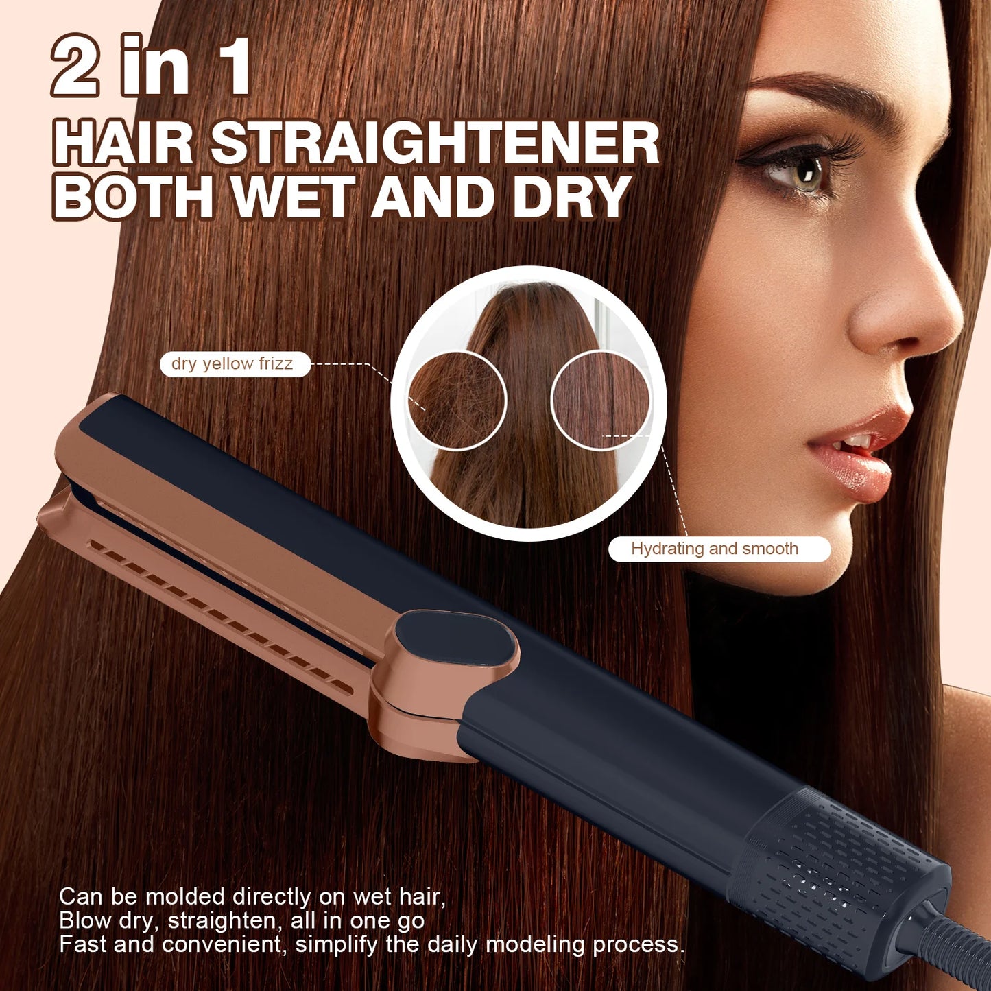 Multi Styler 2in1 LCD Display Hair Dryer Wet and Dry Hair Straightener Ion Portable Air Styling Hair Straighten
