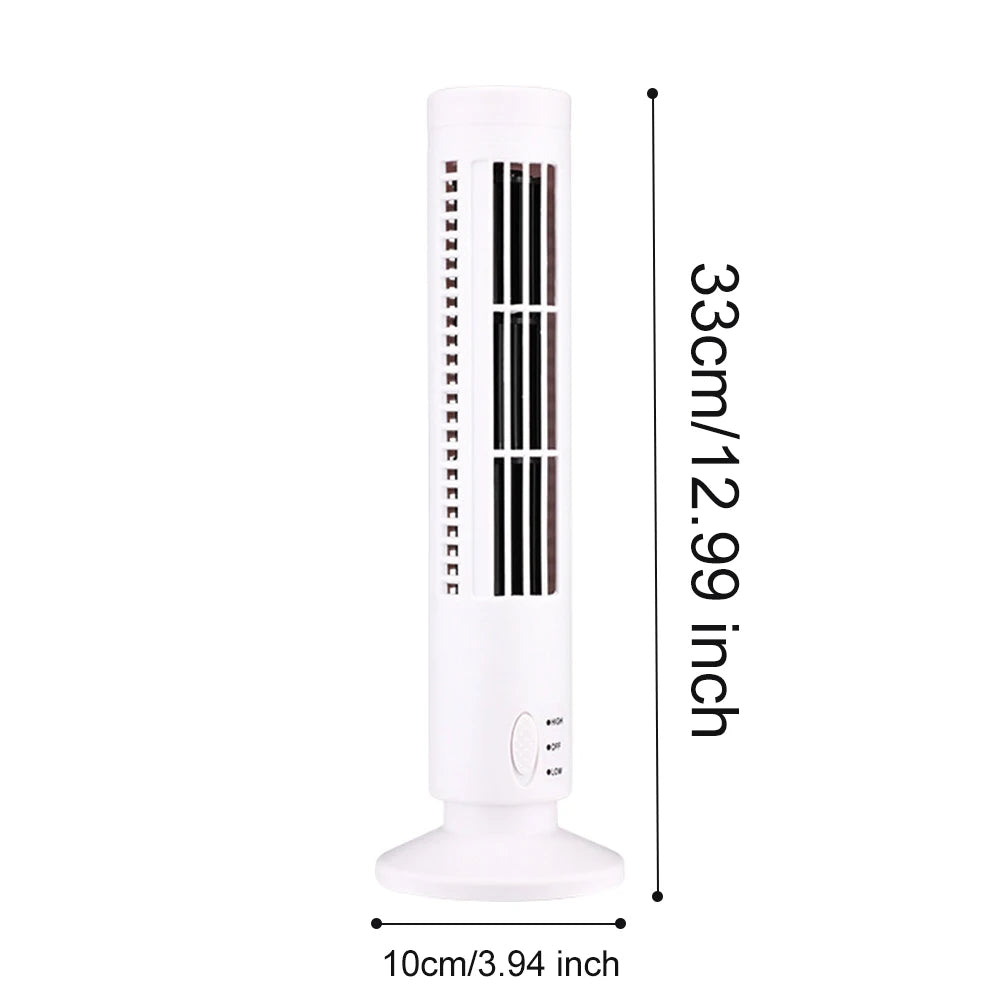 Bladeless Desktop Tower Fan Portable Electric Fan Air Cooler 2 Wind Speed Cooling Air Conditioner Standing Fan for Home Office