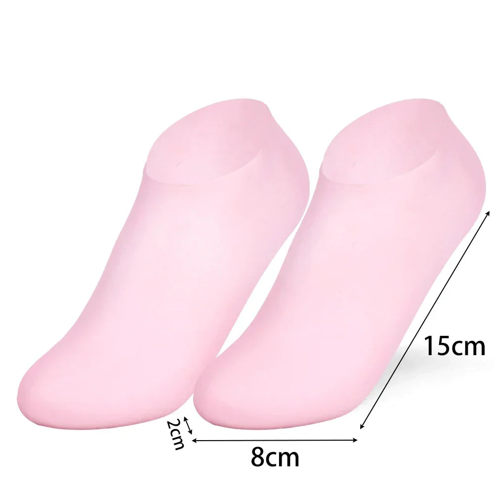 1Pair Silicone Foot Care Socks Anti Cracking Moisturizing Gel Elastic Socks DIY Foot Mask Cracked Dead Skin Remove Pedicure Tool