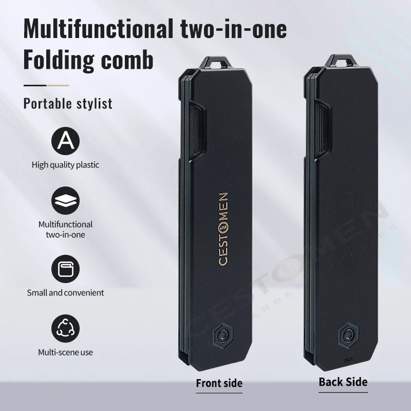 New 2 in 1 Pocket Folding Combs Plastic Wide Tooth Oil Head Comb Beard Combing Barber Hair Clipper Comb Salon Hair Styling Tools