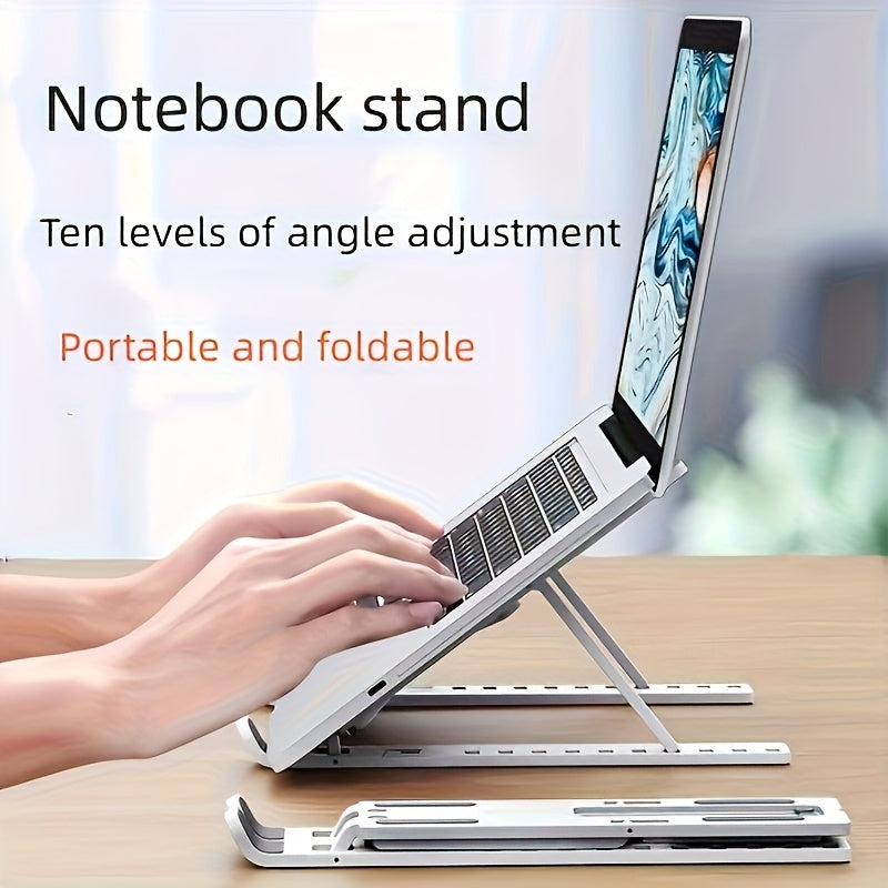 Adjustable Height & Angle Laptop Stand with 10-Level Positioning, Ergonomic Portable Foldable Desktop Stand for Improved Posture & Airflow, Compatible with Most Laptops, Vertical Laptop Stand, Sturdy Construction
